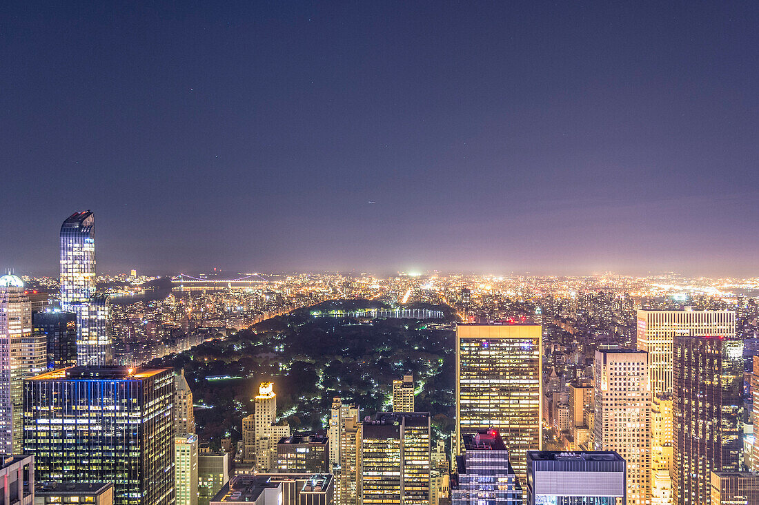 View over Central Park in New York from the Rockefeller Tower, New York City, United States of America, North America