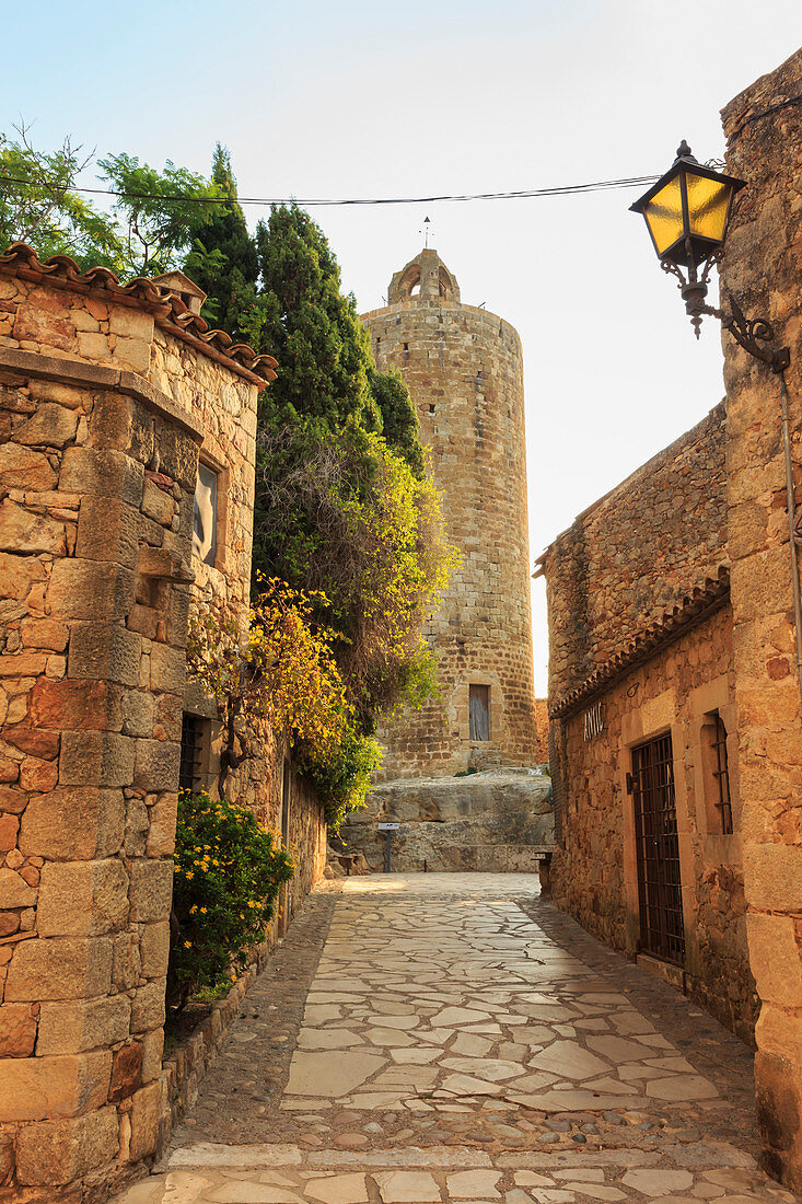 Tower of the Hours, castle remains in the gorgeous medieval hilltop walled village, Pals, Baix Emporda, Girona, Catalonia, Spain, Europe