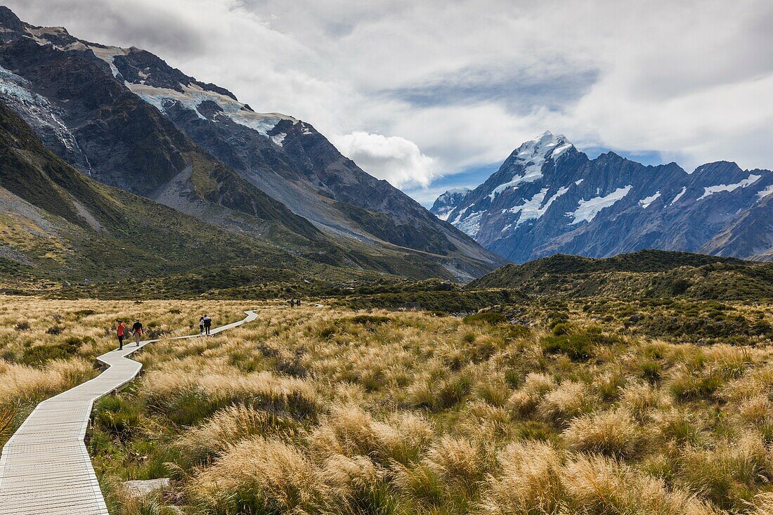 New Zealand, South Island, Canterbury, Aoraki-Mt. Cook National Park, Hooker Valley hike.