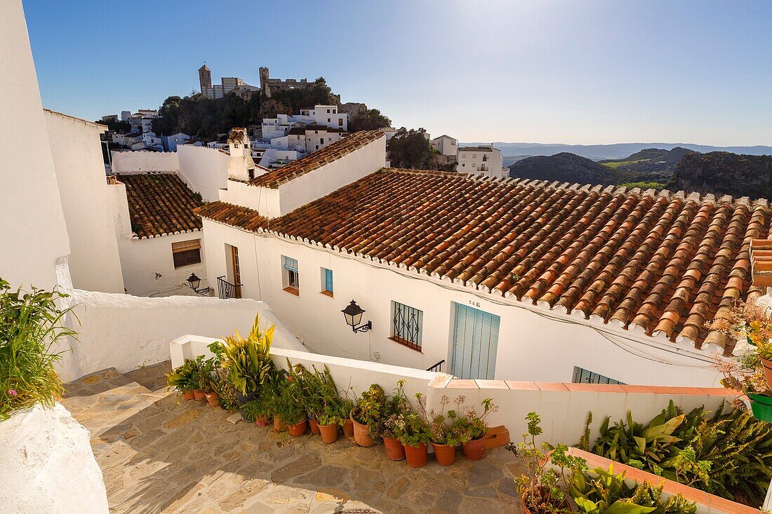 White village of Casares, Malaga province Costa del Sol. Andalusia Southern Spain, Europe.