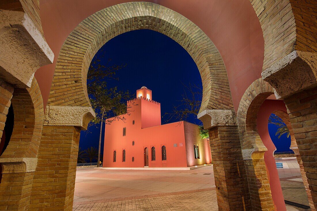 Bil-Bil castle built in neo-Arab style in 1934, Benalmadena. Malaga province Costa del Sol. Andalusia Southern Spain, Europe.