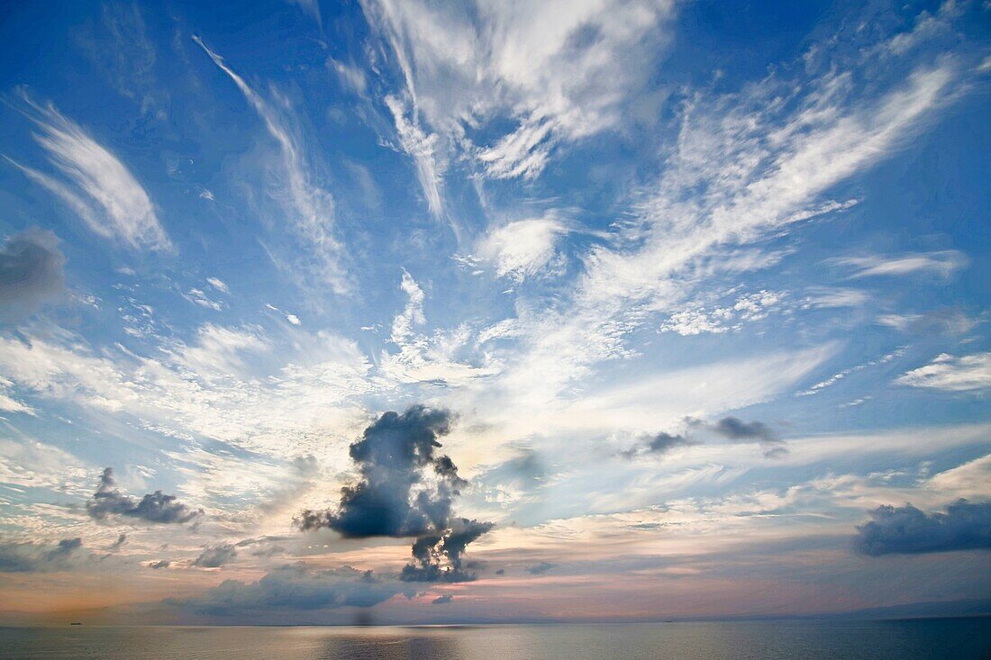 Sunset from a ship Mediterranean sea.