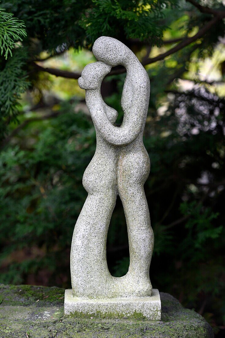 Statue of couple in Jeju island, South Korea.