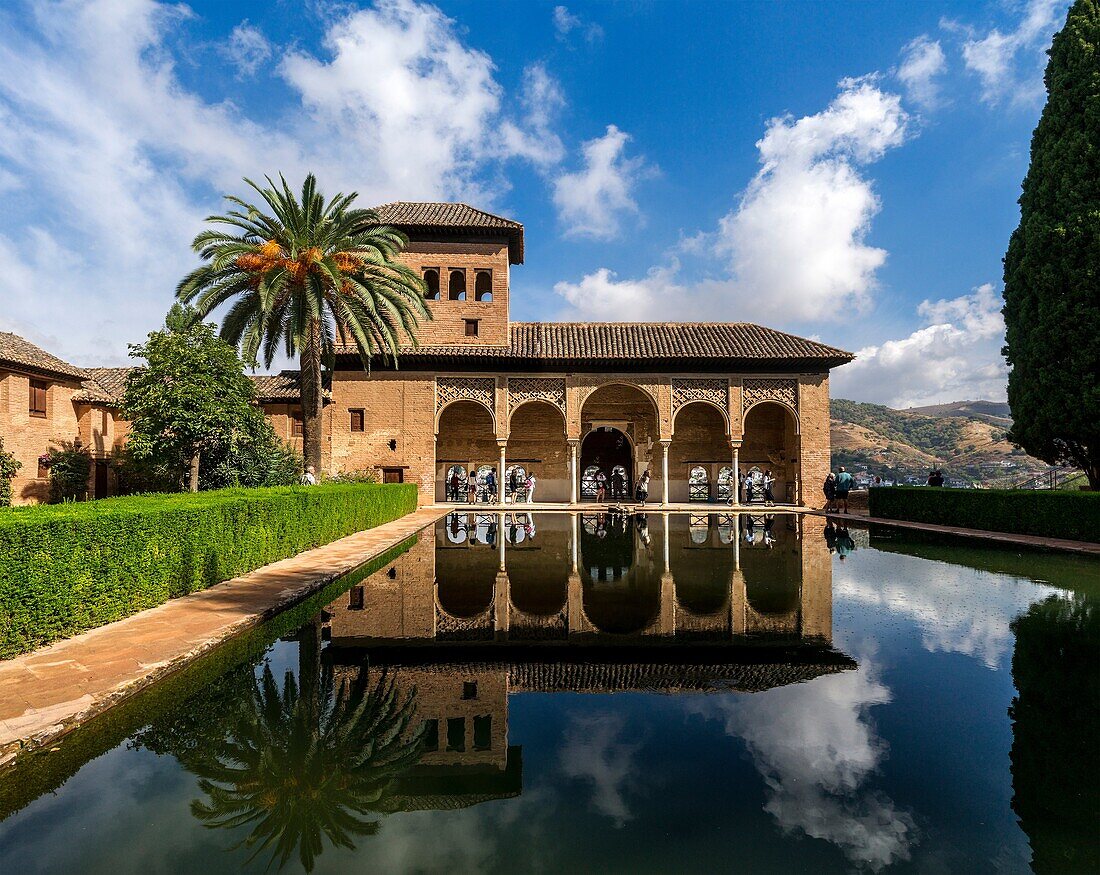 Palace of the Partal garden in Alhambra, Granada, Spain.