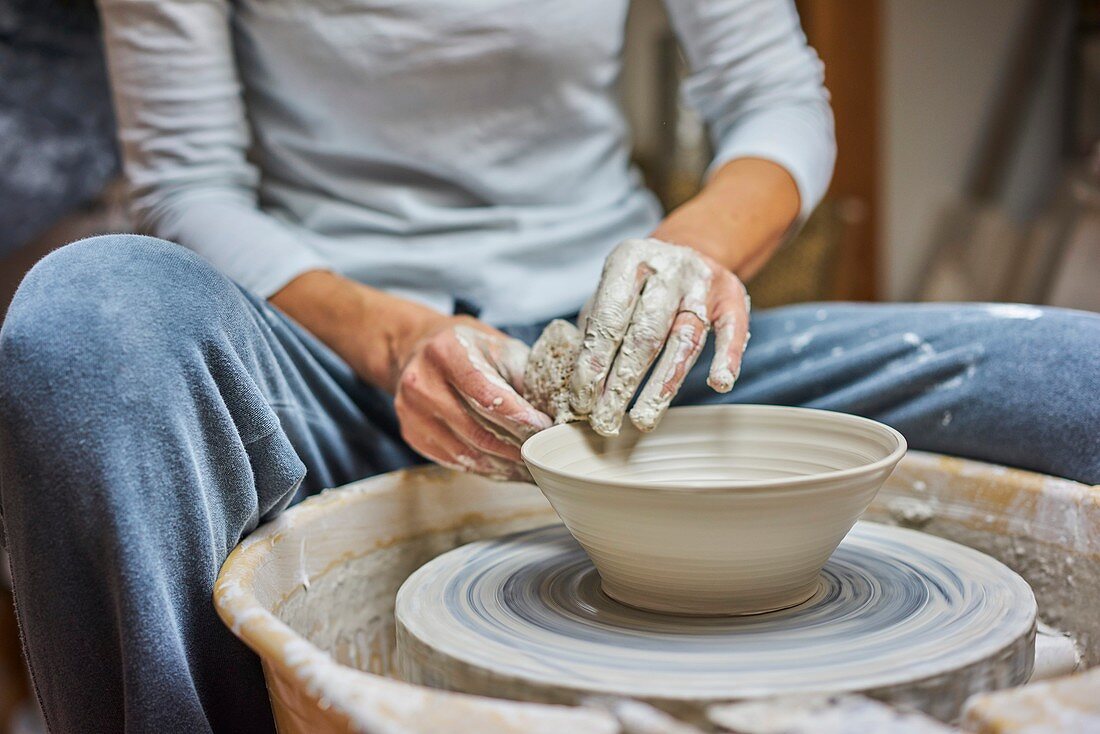 Passionate female potter