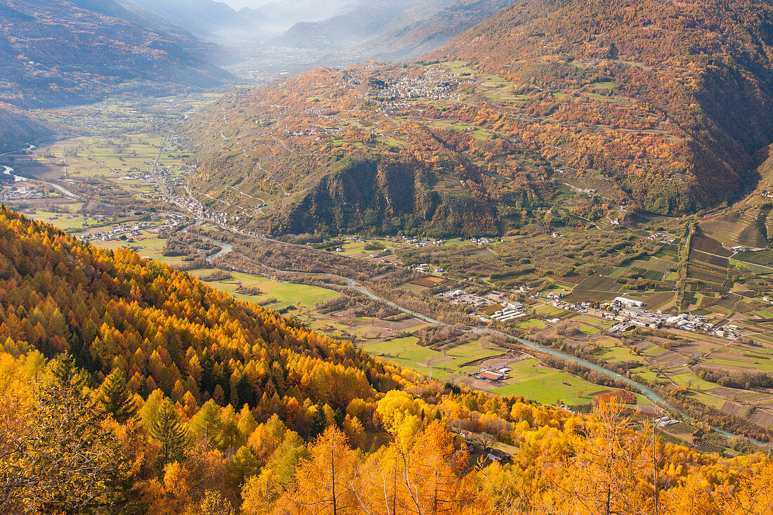 Teglio and Valtellina in autumn from pian di Gembro - Lombardy