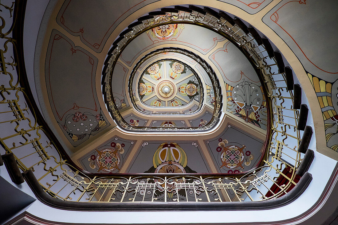 Riga, Latvia, Europe, The wonderful staircase of Art Nouveau Museum