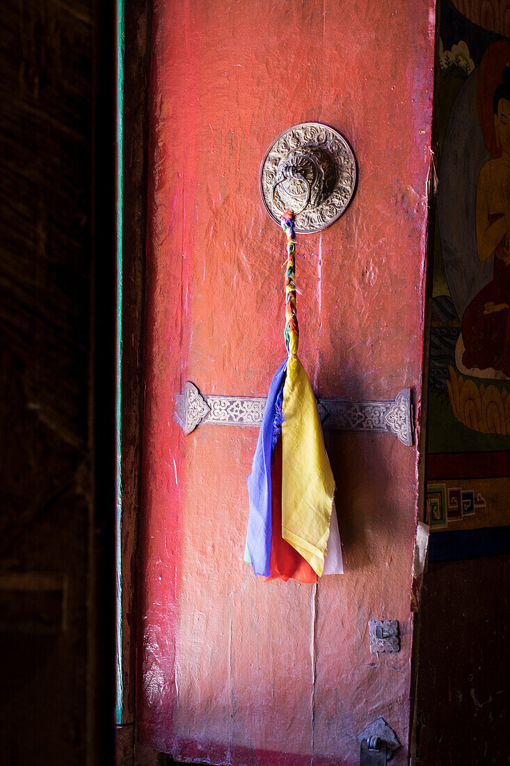 Likir Monastery, Indus Valley, Ladakh, India, Asia, Door detail