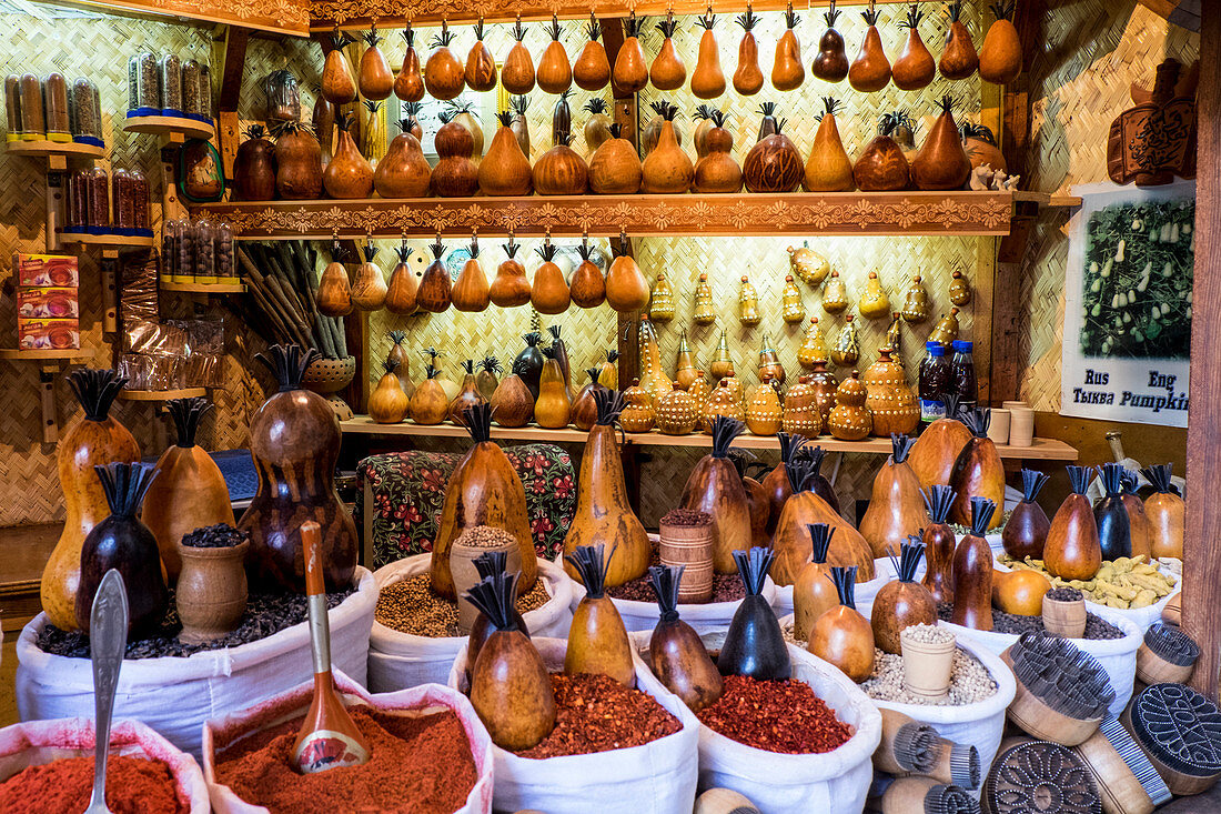 Bukhara, Uzbekistan, Central Asia, Pumpinks and spices shop