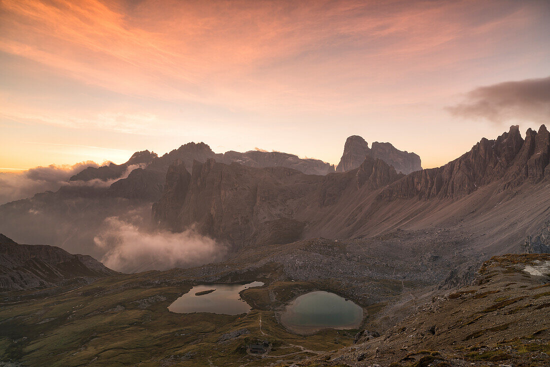 Sesto Dolomites, Bolzano province, Trentino Alto Adige, Italy, Europe, Piani lake, Croda Toni and Popera Group