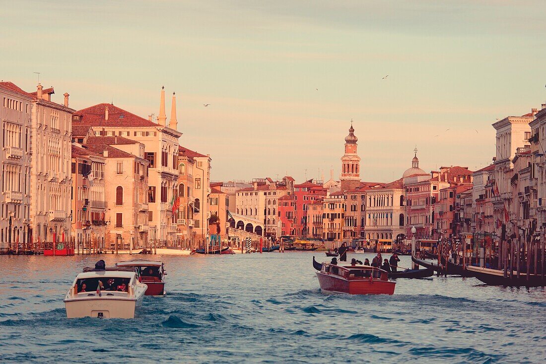 Europe, Italy, Veneto, Venice Grand Canal of Venice at sunset