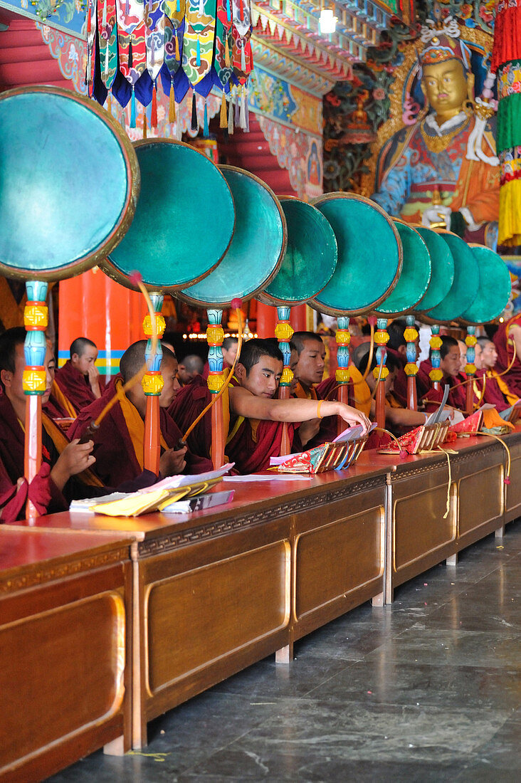 India, Gangtok, capital of Sikkim State, Buddhist monastery Ranka Phudong, big modern Tibetan monastery, Tibetan monk's training center
