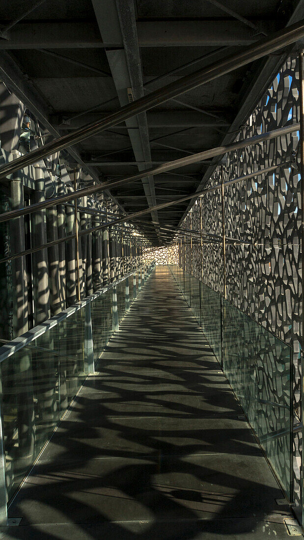 France, South-Eastern France, French Riviera, Marseille, passageway inside the MuCEM (Museum of European and Mediterranean Civilisations) Mandatory credit: Architect Rudy Riciotti