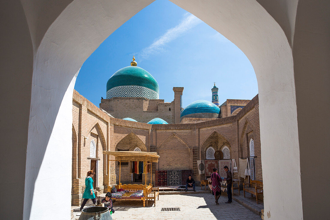 Uzbekistan, Khorezm Region, Khiva City, Itchan Kala, local Patio (W.H.)