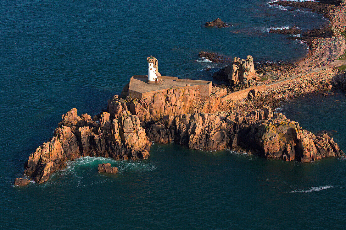 France, Brittany, Cotes-d'Armor, Brehat, Brehat island, Peacock lighthouse, aerial view