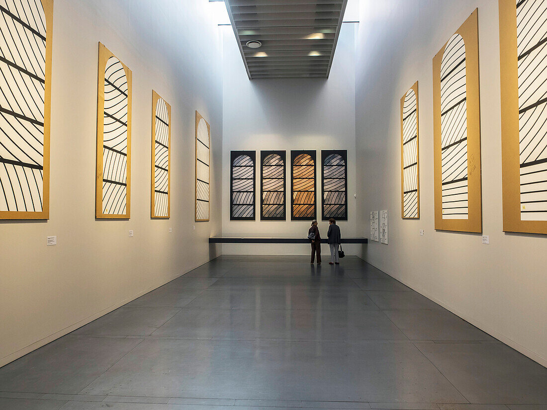 France, Aveyron, Rodez, Soulages museum, cardboards of stained glasses from the Conques abbatial church ( RCR arquitectes)