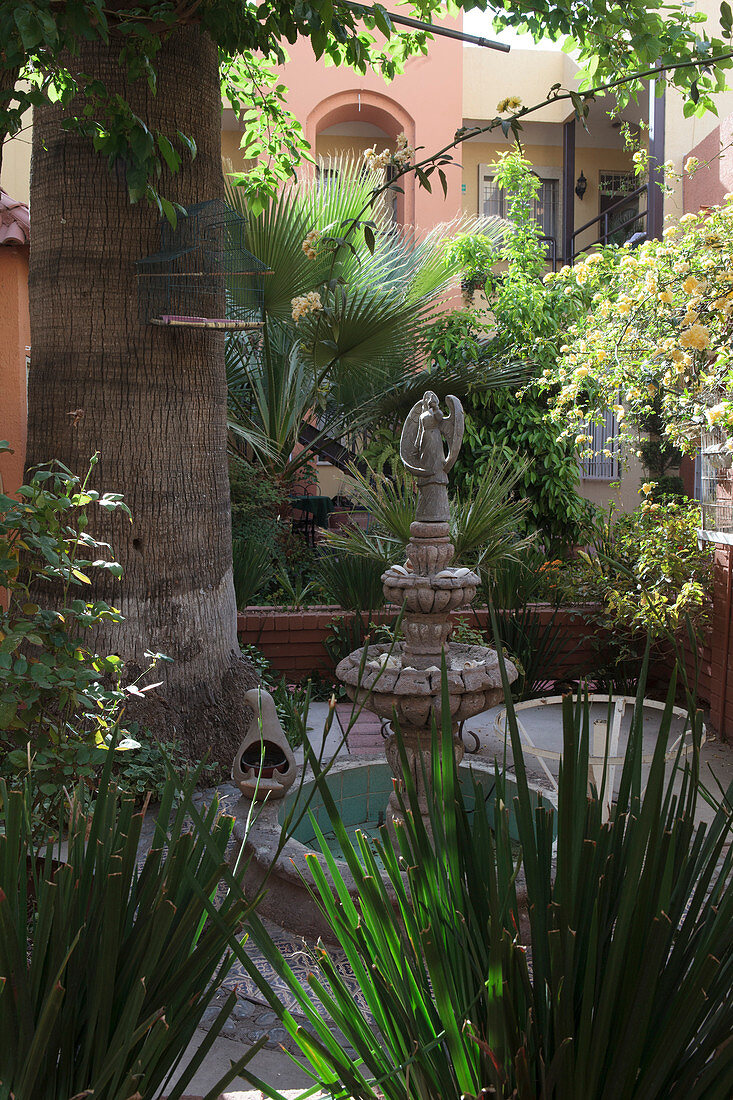 Mexico, Chihuahua State, Chihuahua, Patio of Jardin del Centro Hotel