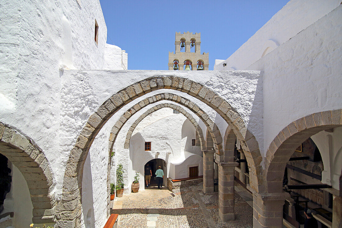 Innenhof, Johanneskloster, Chora, Patmos, Dodekanese, Griechenland