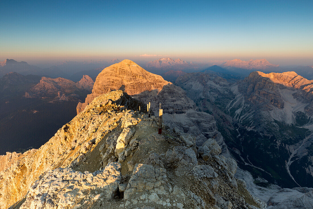 View from the top of mount Tofana di Mezzo, 3244m, Cortina d'Ampezzo, Belluno district, Veneto, Italy, Europe