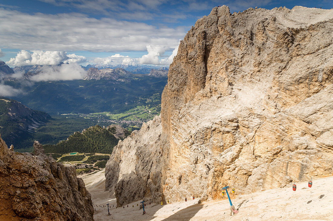 Cortina d'Ampezzo View from Staunies pass at mount Cristallo, Belluno district, Veneto, Italy, Europe