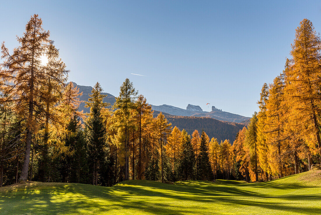 Sunny day in the Dolomites, Cortina d'Ampezzo, Belluno district, Veneto, Italy, Europe