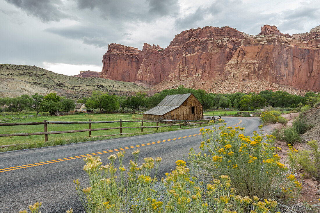 The old barn at Fruita ghost town, Teasdale, Capitol Reef National Park, Wayne County, Utah, USA