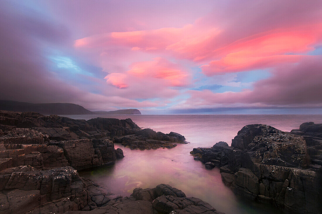 Europe, Scotland, Skye Island - Painted clouds at Neist Point