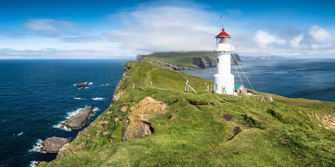 Mykines island, Faroe Islands, Denmark, Lighthouse and cliffs