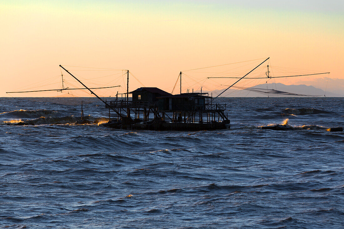 Europe, Italy, Tuscany, Pisa, Marina di Pisa, Fishing nets