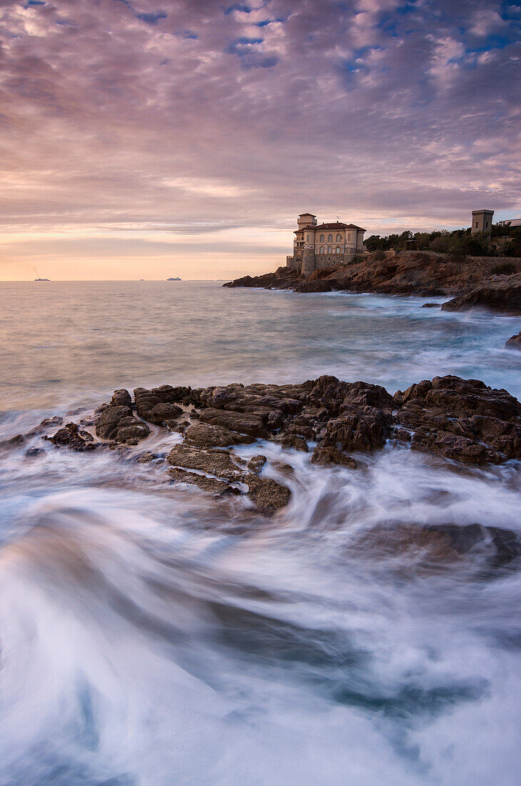 Europe, Italy, Boccale castle at Sunset, province of Livorno, Italy