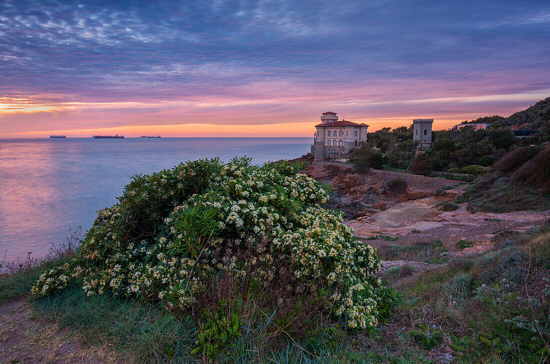 Europe, Italy, Boccale castle at Sunset, province of Livorno, Tuscany