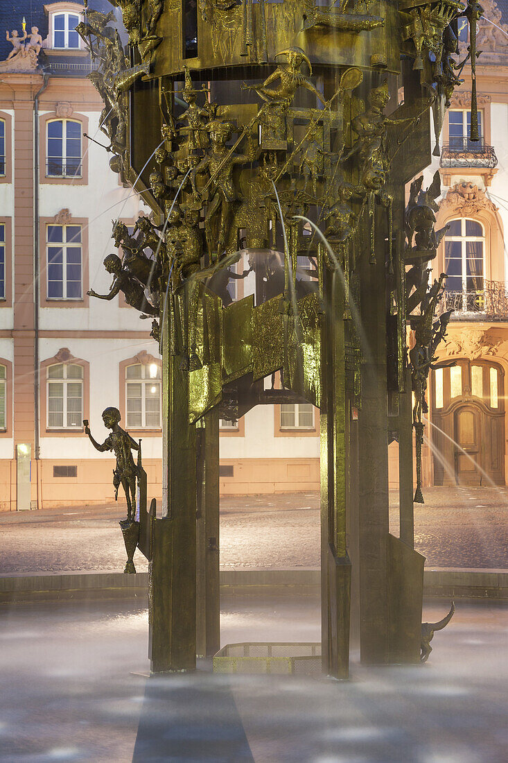 Fastnachtsbrunnen vor dem Oststeiner Hof in der Mainzer Altstadt, Mainz, Rheinland-Pfalz, Deutschland, Europa