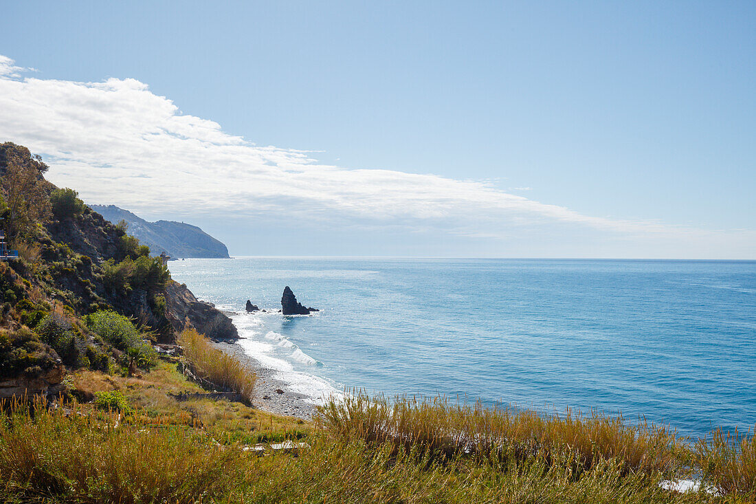 Coastline of Maro, near Nerja, Costa del Sol, Mediterranean Sea, Malaga province, Andalucia, Spain, Europe