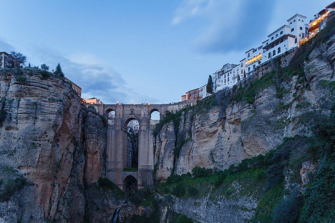 Puente Nuevo Brücke, Schlucht des Río Guadalevin, La Ciudad, Altstadt, Ronda, Provinz Malaga, Andalusien, Spanien, Europa