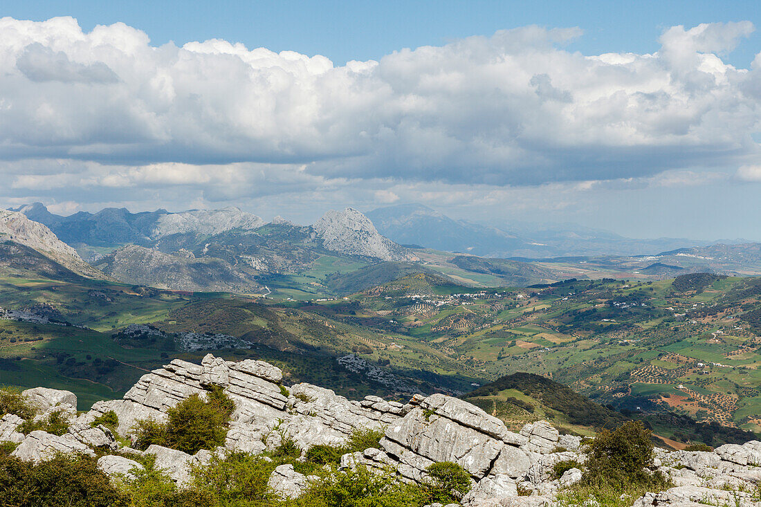 Landschaft bei El Torcal, El Torcal de Antequera, Naturpark, Karst, Karstlandschaft, Erosion, bei Antequera, Provinz Malaga, Andalusien, Spanien