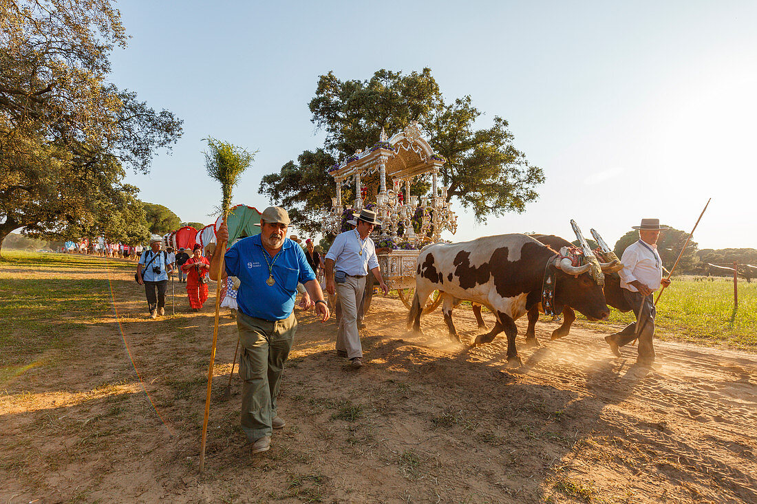 Simpecado-Karren, El Rocio, Wallfahrt nach El Rocio, Fest, Pfingsten, Provinz Huelva, Provinz Sevilla, Andalusien, Spanien, Europa