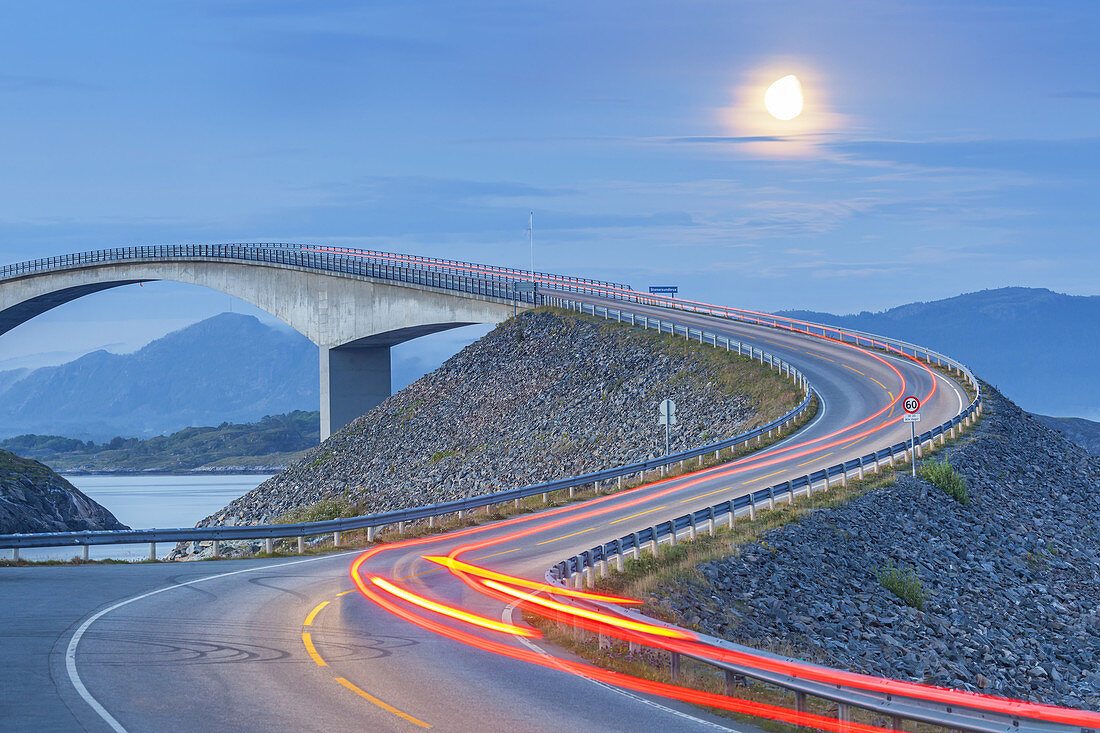 Bridge Storseisund on the Atlantic Ocean Road between Molde and Kristiansund, near Vevang, More og Romsdal, Western Norway, Norway, Scandinavia, Northern Europe, Europe