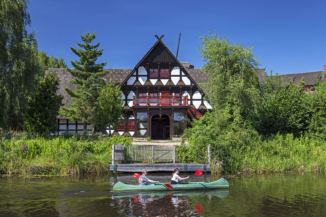 Mill museum by the river Ise in Gifhorn, Lower Saxony, Northern Germany, Germany, Europe