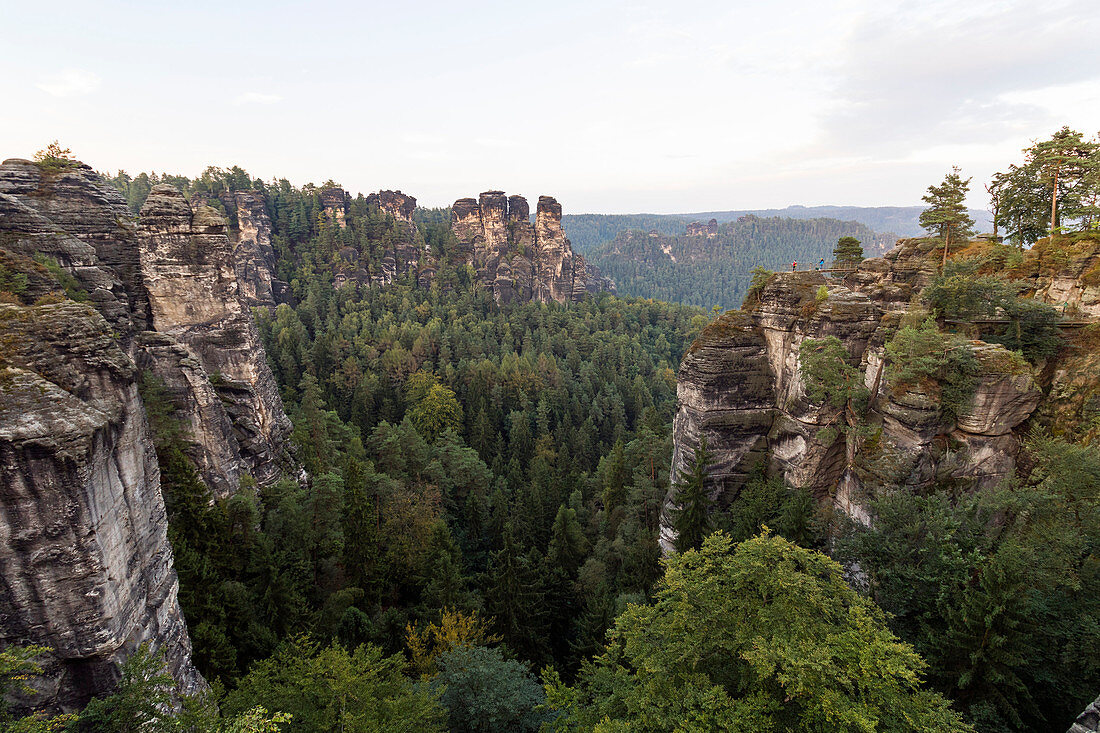 Felsformationen, Bastei, Nationalpark Sächsische Schweiz, Elbsandsteingebirge, Rathen, Sachsen, Deutschland, Europa