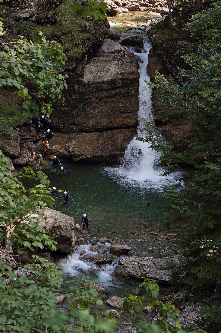 Canyoning, Ostertaltobel, Gunzensrieder Tal, Oberallgäu, Allgäu, Schwaben, Bayern, Deutschland