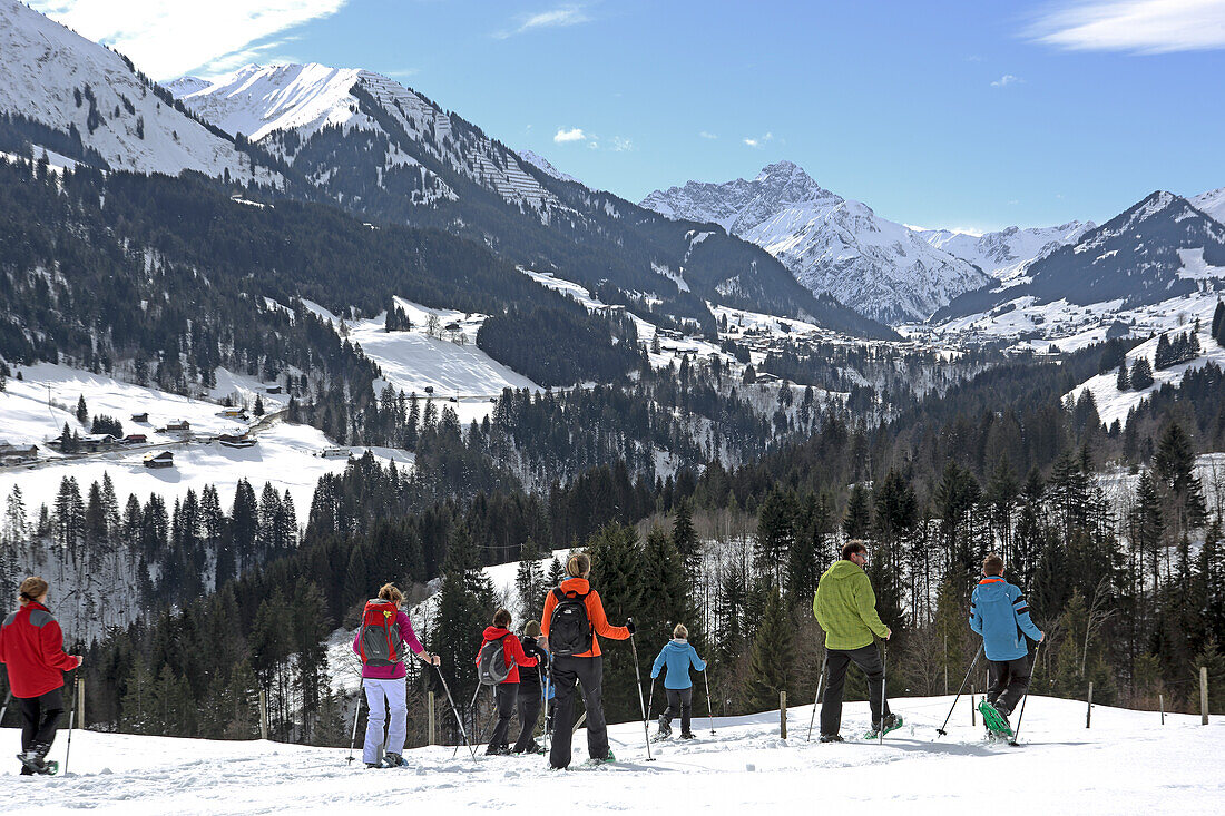 Snowshoeing, Kleinwalsertal, Vorarlberg, Austria
