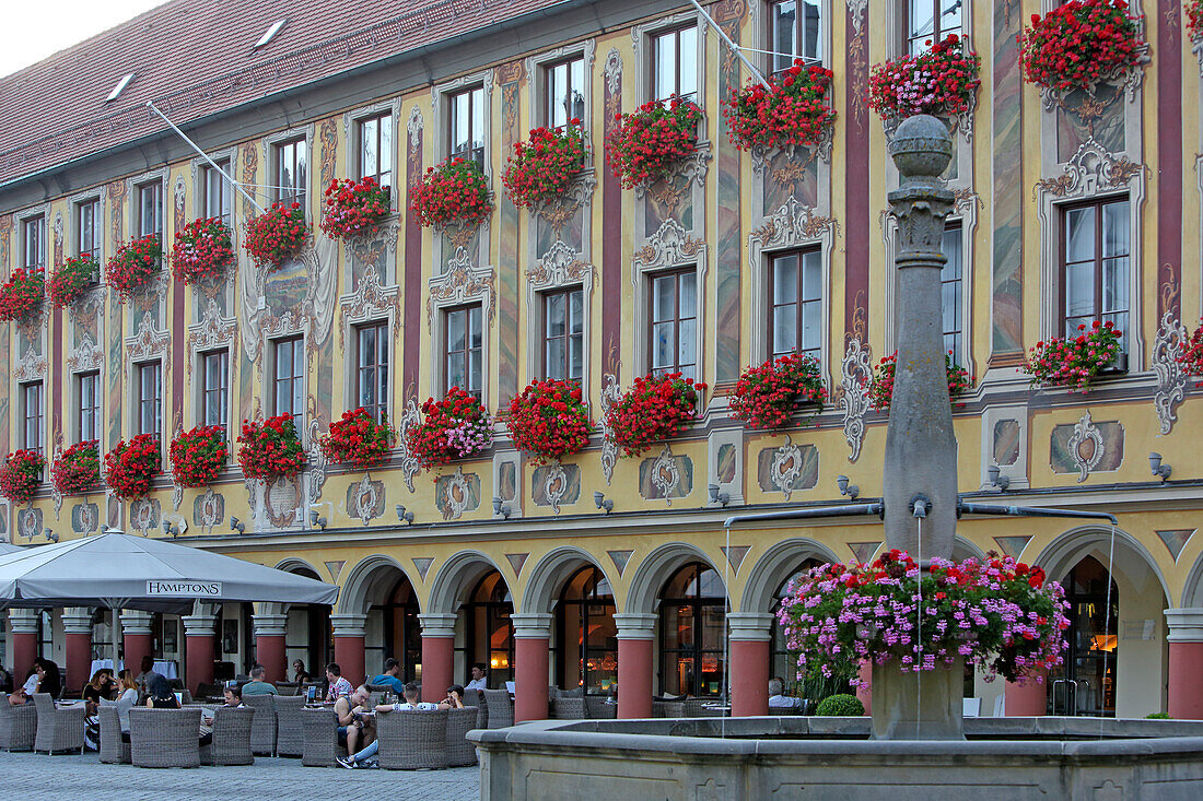 Steuerhaus with Hamptons Bar, Marktplatz, Memmingen, Swabia, Bavaria, Germany