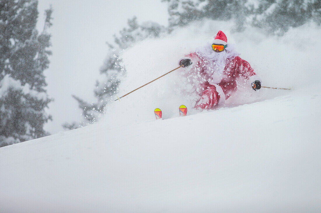 Santa Claus On Snowy Landscape In Utah