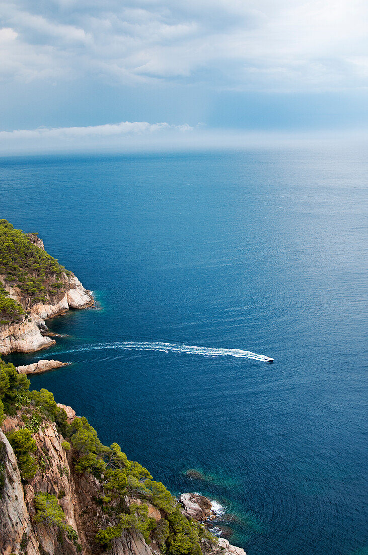 Motor Sport Boat Sailing Across The Costa Brava