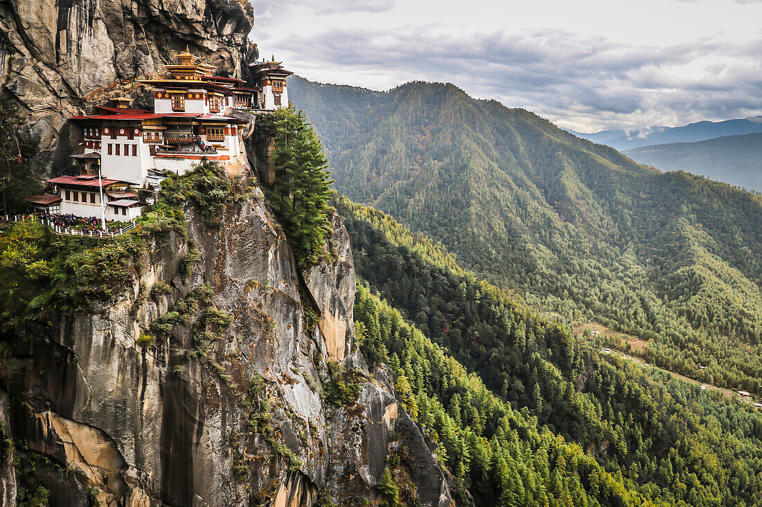 Taktsang Monastery On A Cliff High Above Paro Valley