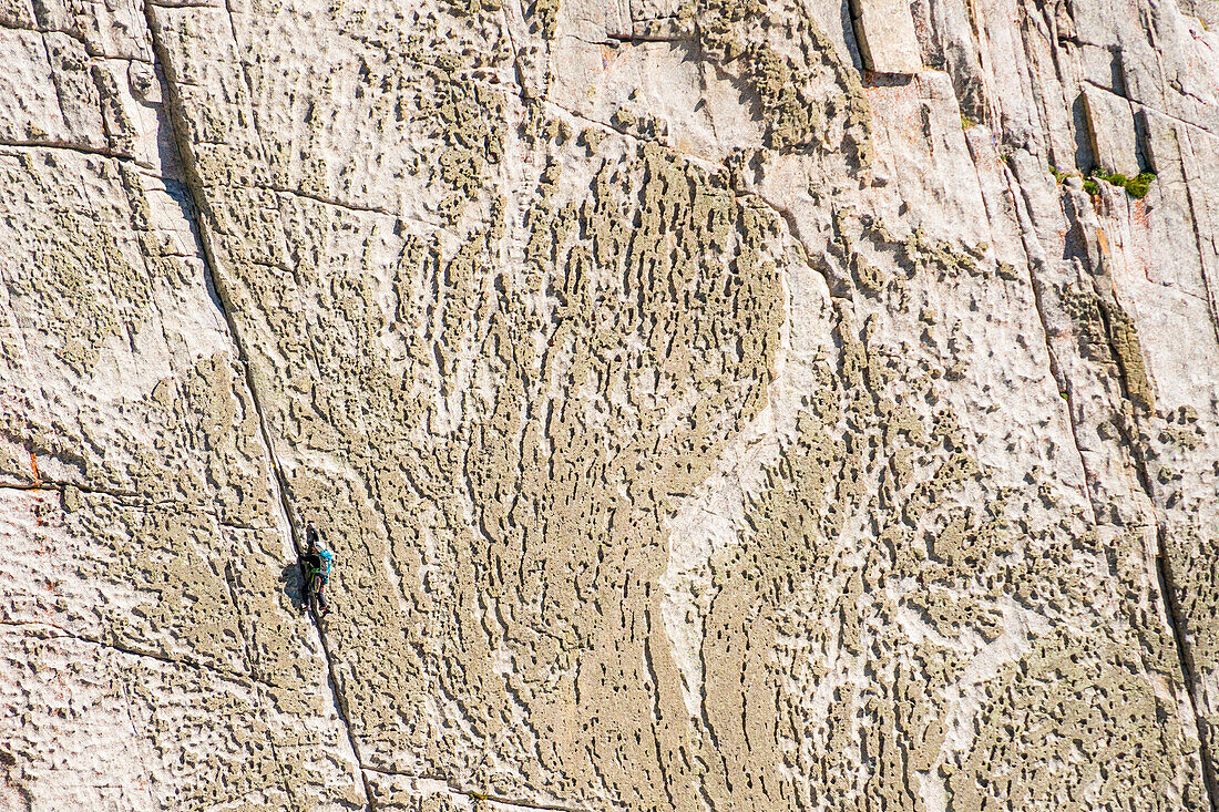 A Person Climbing Lowe Route On Lone Peak In Utah's Wasatch Mountains