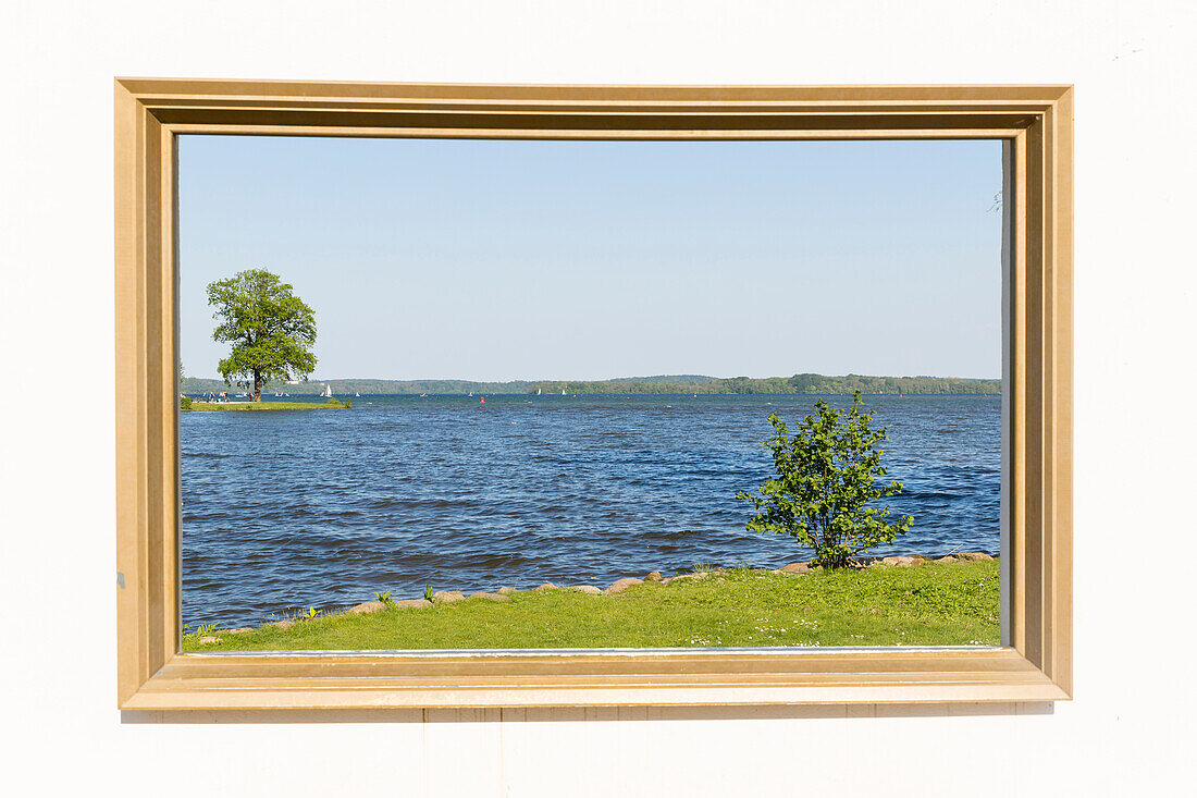 Schwerin castle, castle garden, over-sized photo frame for people and nature, art, provincial capital, Mecklenburg lakes, Mecklenburg-West Pomerania, Germany, Europe