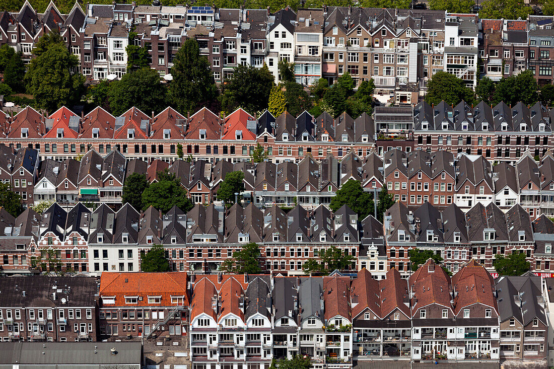 Aerial view of Middelland neighborhood, Rotterdam, Netherlands