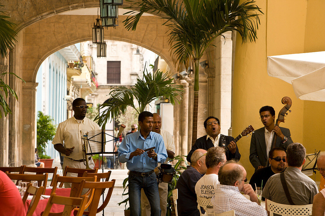Havana, Cuba - Lunch with a live band at Santo ?üngel restaurant just blocks from the capitol in Plaza Vieja, Old Havana