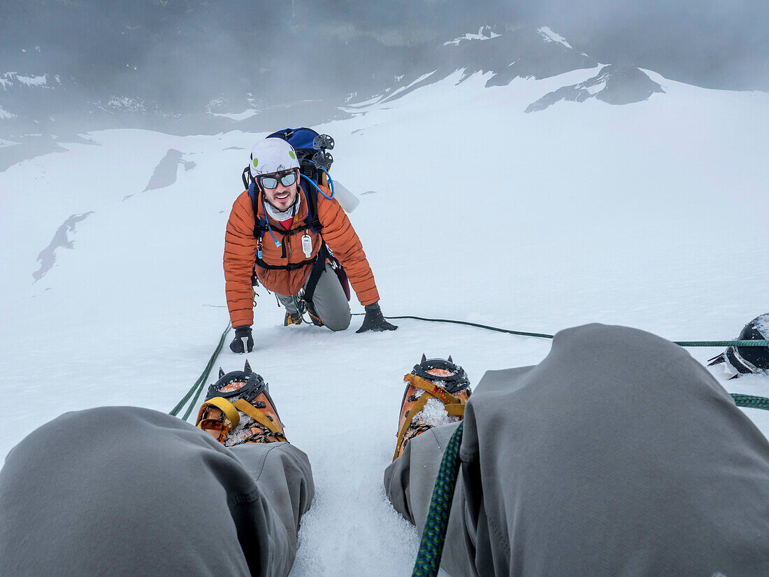 Male Climber On Mount Baker In Washington, Usa